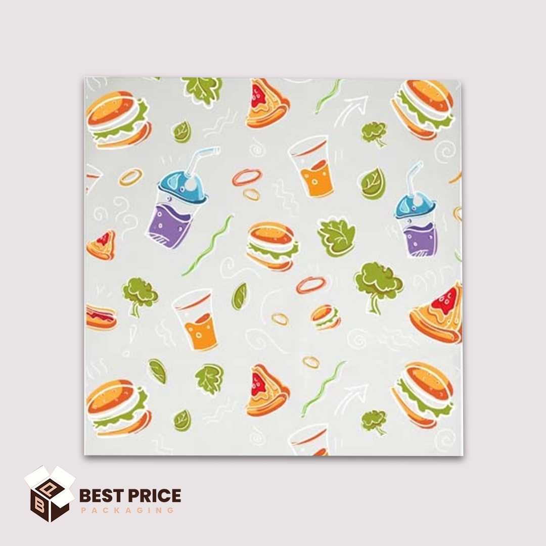 Custom printed 8x8 Burger Paper